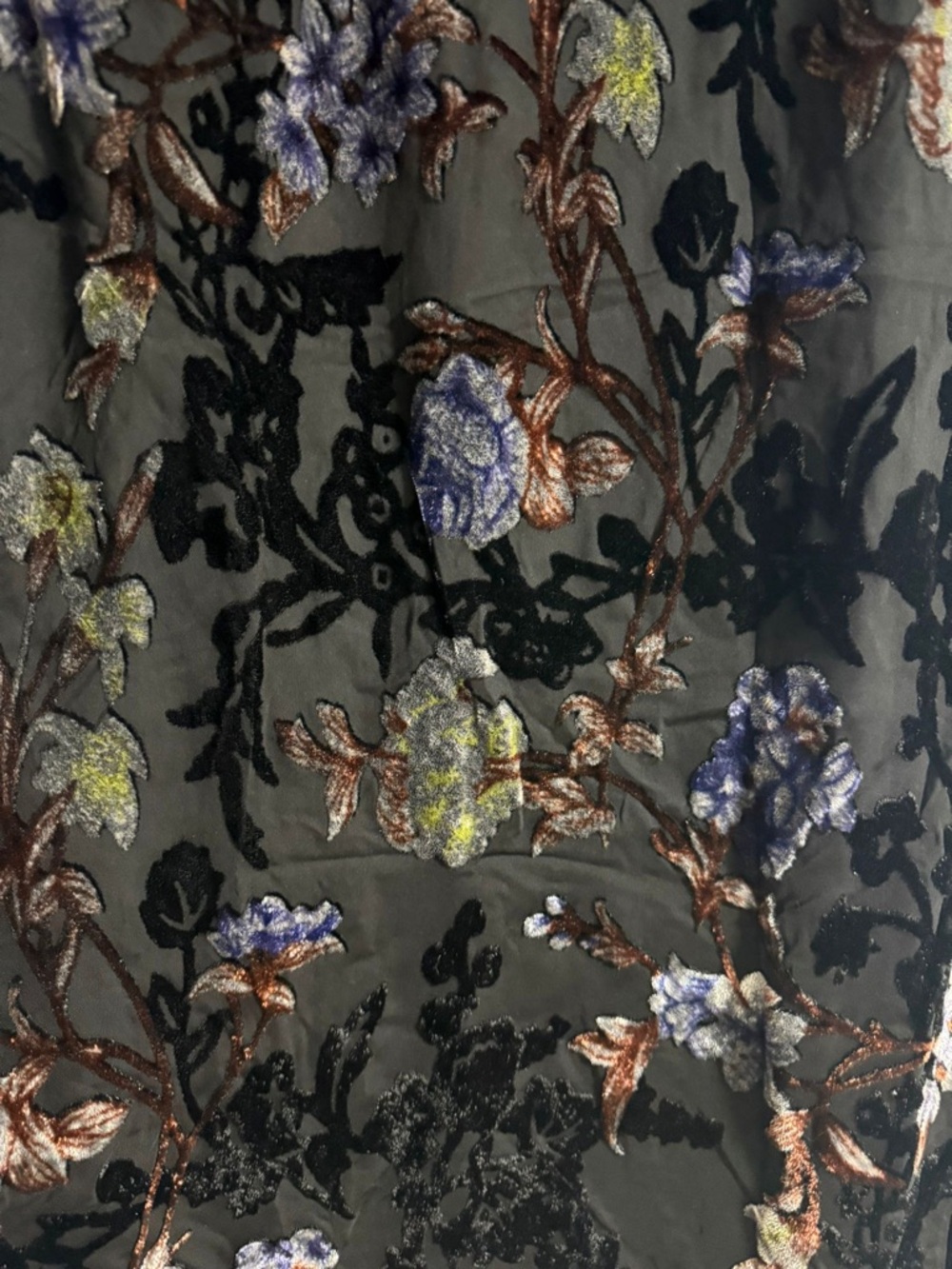 Heartloom Floral Burnout Midi Skirt XS Black Sheer Overlay - Picture 8 of 8